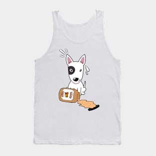 Cute Bull Terrier spilled a jar of peanut butter Tank Top